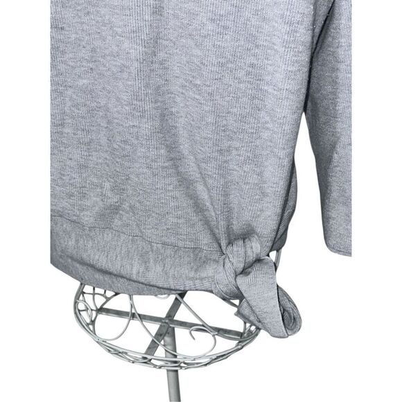 STUNNING CHICO'S Woman's Sweater W/ Tie At Bottom Gray Crew Neck Retail $109 Si - Picture 4 of 11